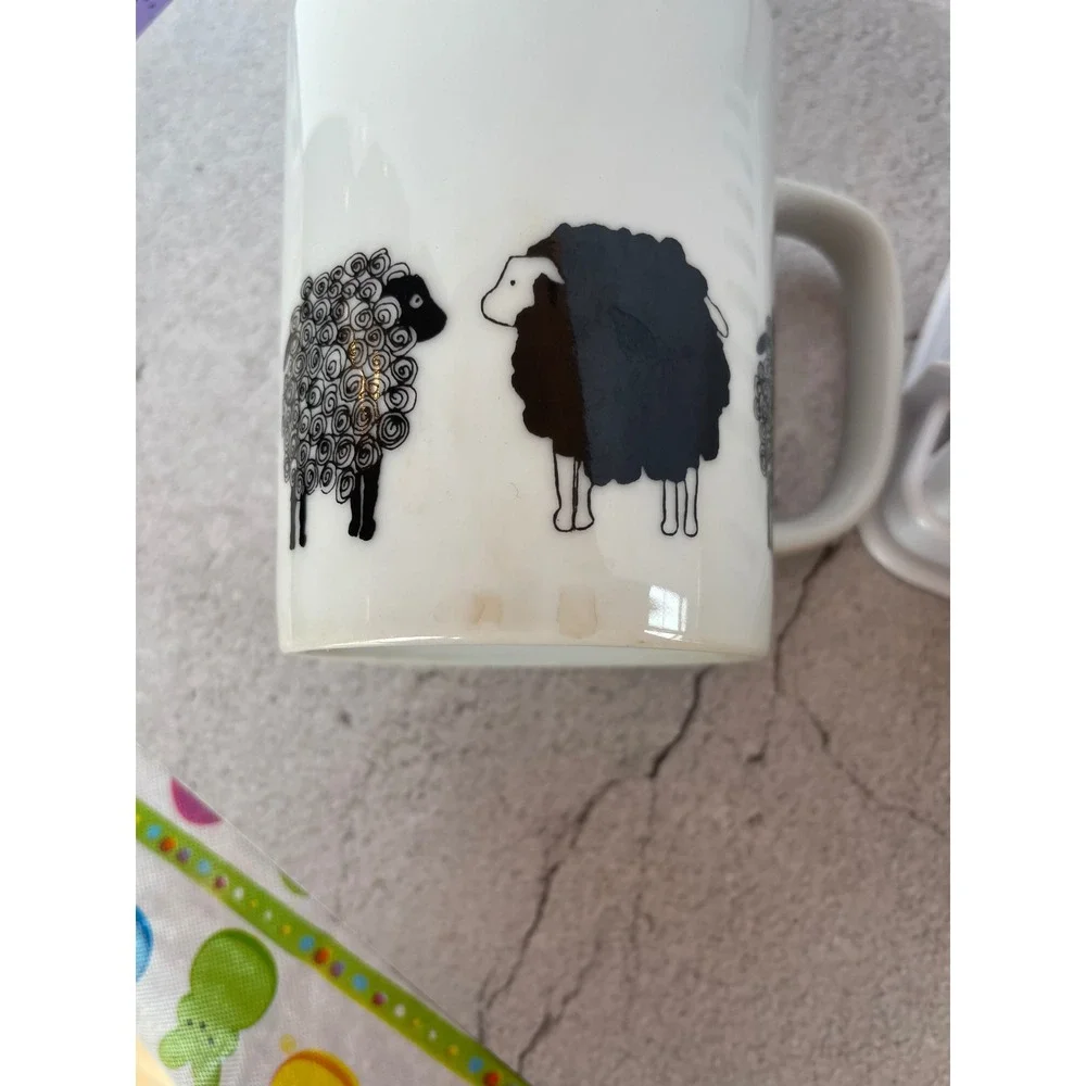 Vintage Fitz & Floyd‎ Black Sheep Mug Set of 2 Discontinued Variations Pattern